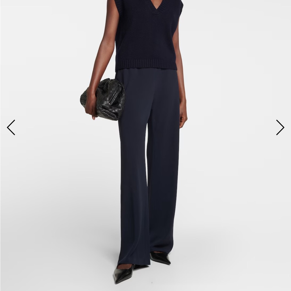Vince Navy Bias Cut Wide-Leg Pants